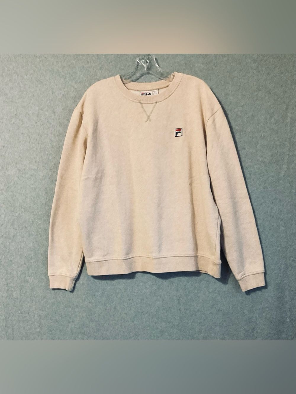 Fila Beige Crewneck Light  Beige Sweatshirt with Classic Logo Sz XL